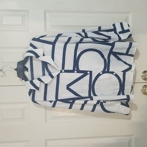 Shein navy blue and white blouse